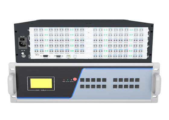 Yedek Güç Destekli 88 Port 3.5 U Fiber KVM Verici ve Alıcı Düğüm KVM Fiber Matris