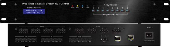 8 RS-232 portu, 8 IR kanalı ve merkezi otomasyon için 16 eşzamanlı istemci ile programlanabilir AV kontrol işlemcisi