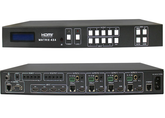 HDMI1.4 4X4 HDBaseT Matrix Switcher, 4 Adet 70M ve 100M HDMI HDBaseT Alıcıları ile