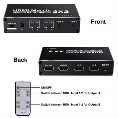 EDID Desteği 70 Metre IR HDBaseT 4X4 HDMI Matrix Switch ile IR Uzaktan Kumanda