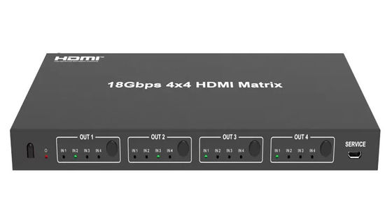 Çıkış 18Gbps 4 X 4 HDMI Matrix Switcher 4Kx2k 60Hz Çıkış Çözünürlüğüne Kadar