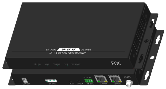 Çift Yönlü IR ve RS232 ile Tek Modlu Fiber Üzerinden 8K DP1.4 Fiber Optik Genişletici, 1,5 km
